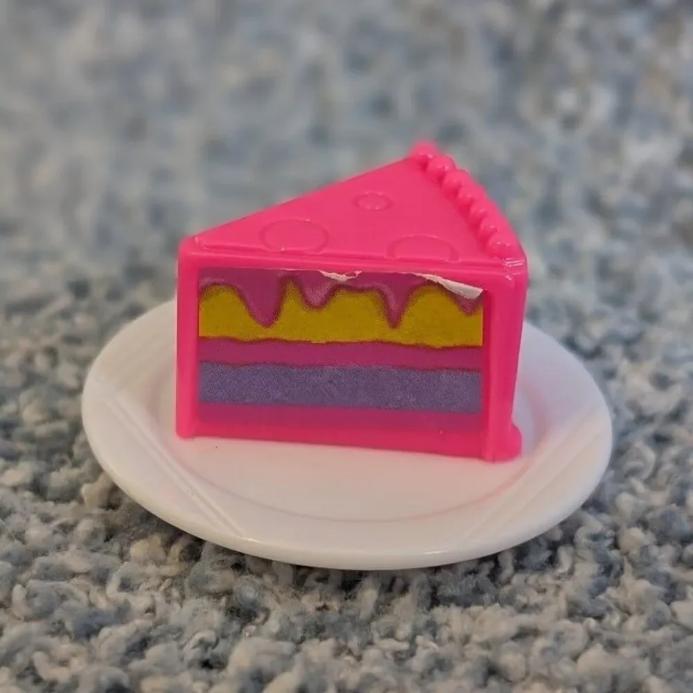 Barbie Bakery Hot Pink Yellow Purple Cake Slice On Plate Doll Home Accessory